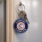 Cancel Cancer Circle Keychain, Dark Blue